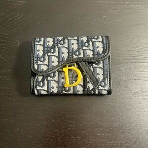 Dior Blue and Black Monogram Wallet